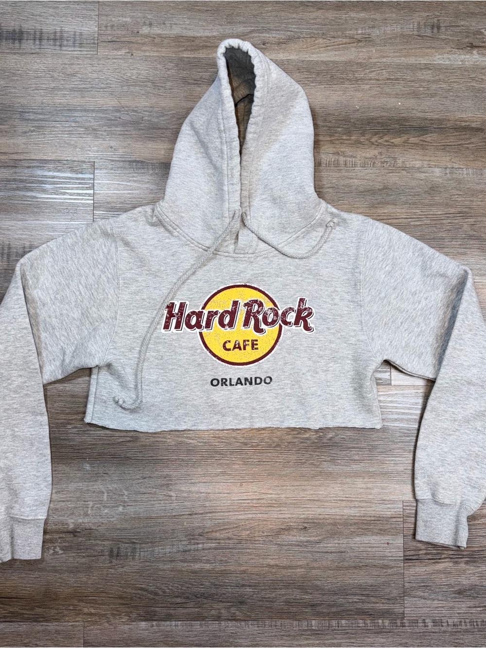 Hard Rock Cafe Sweatshirt Hoodie Women's Medium Long Sleeve Orlando Cropped